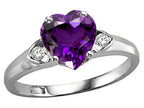 Tommaso Design Heart Shape Genuine Amethyst Ring