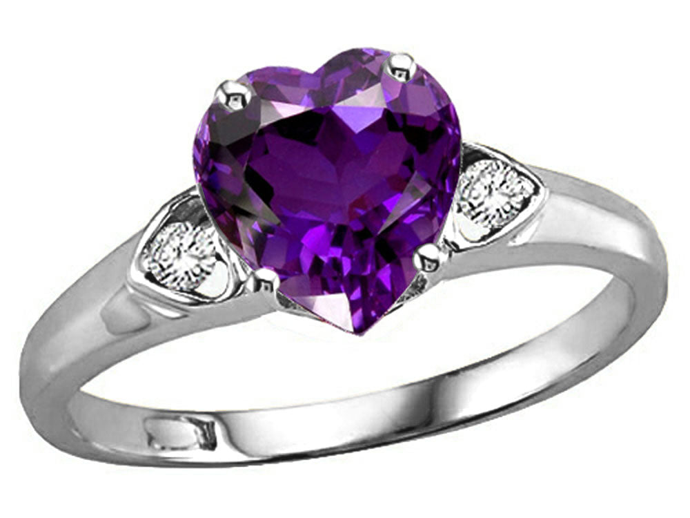 Tommaso Design Heart Shape Genuine Amethyst Ring