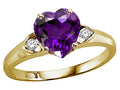 Tommaso Design Heart Shape Genuine Amethyst Ring