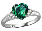 Tommaso Design Heart Shape 8mm Simulated Emerald Ring