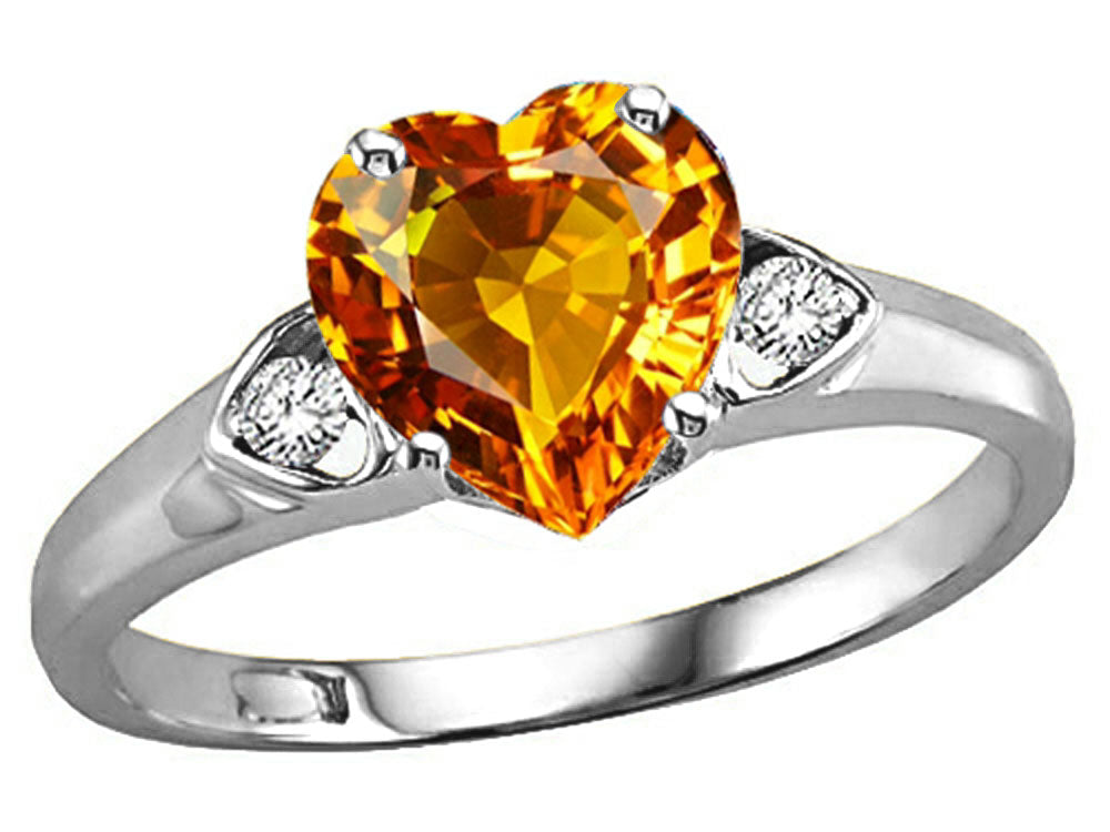 Tommaso Design™ Heart Shape 8mm Genuine Citrine Ring