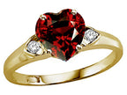 Tommaso Design Heart Shape Genuine Garnet Ring