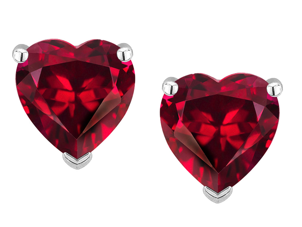 Star K™ Heart Shape 6mm Created Ruby Earrings Studs