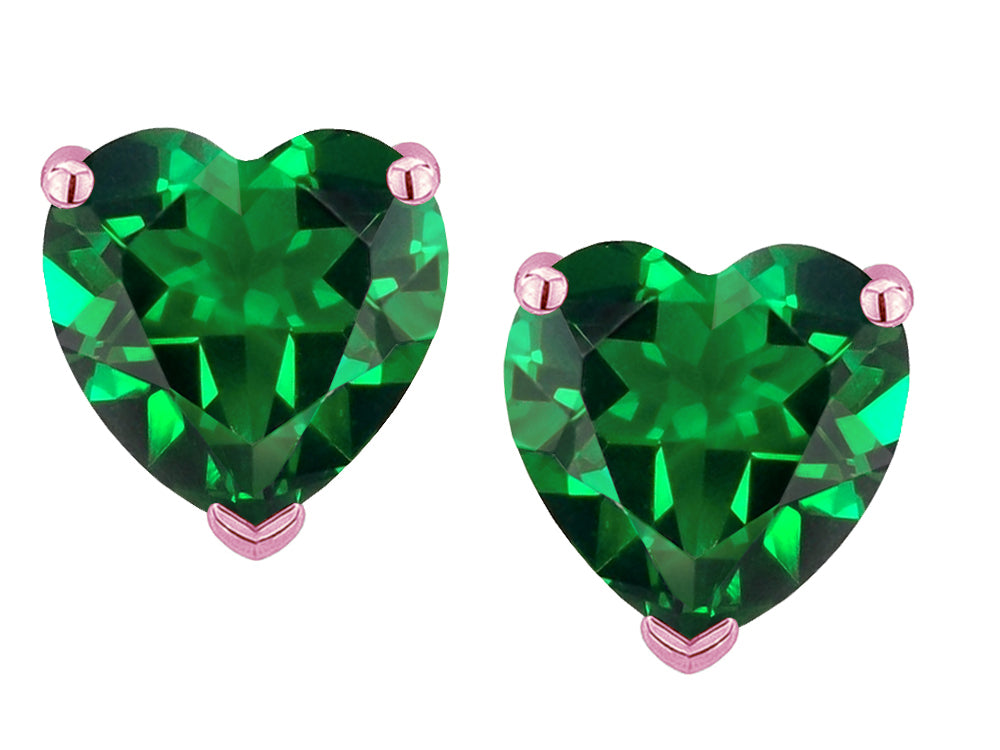 Star K™ Heart Shape 6mm Simulated Emerald Earrings Studs