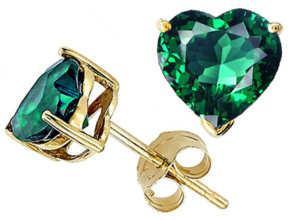 Tommaso Design™ Heart Shape 6mm Simulated Emerald Earrings Studs