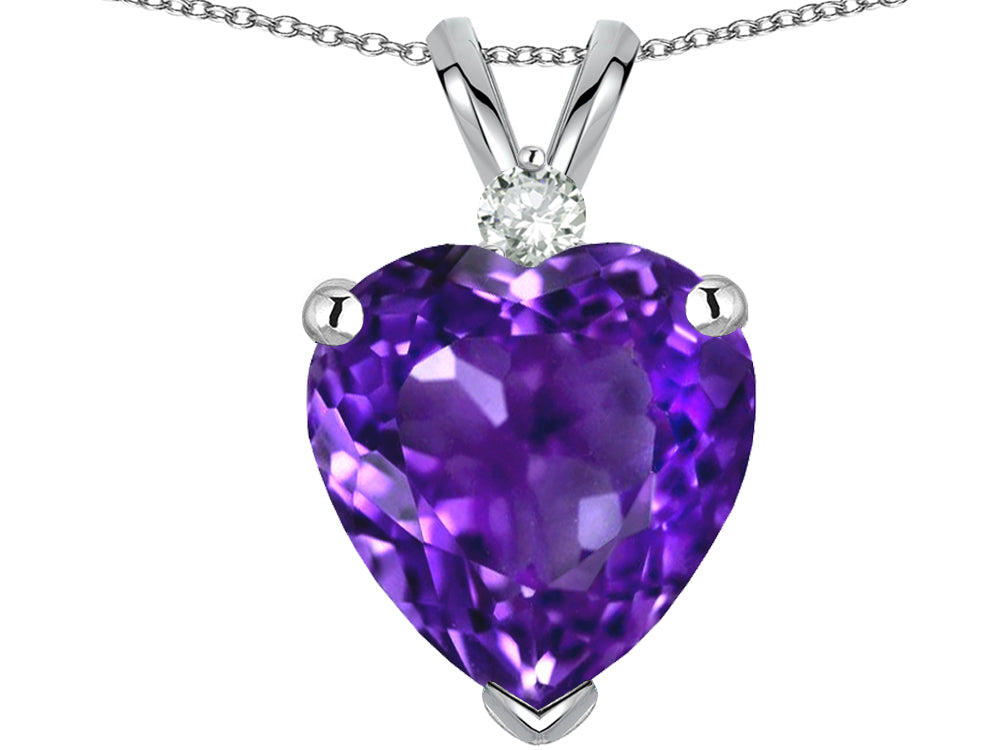 Star K™ 8mm Heart Shape Genuine Amethyst Heart Pendant Necklace
