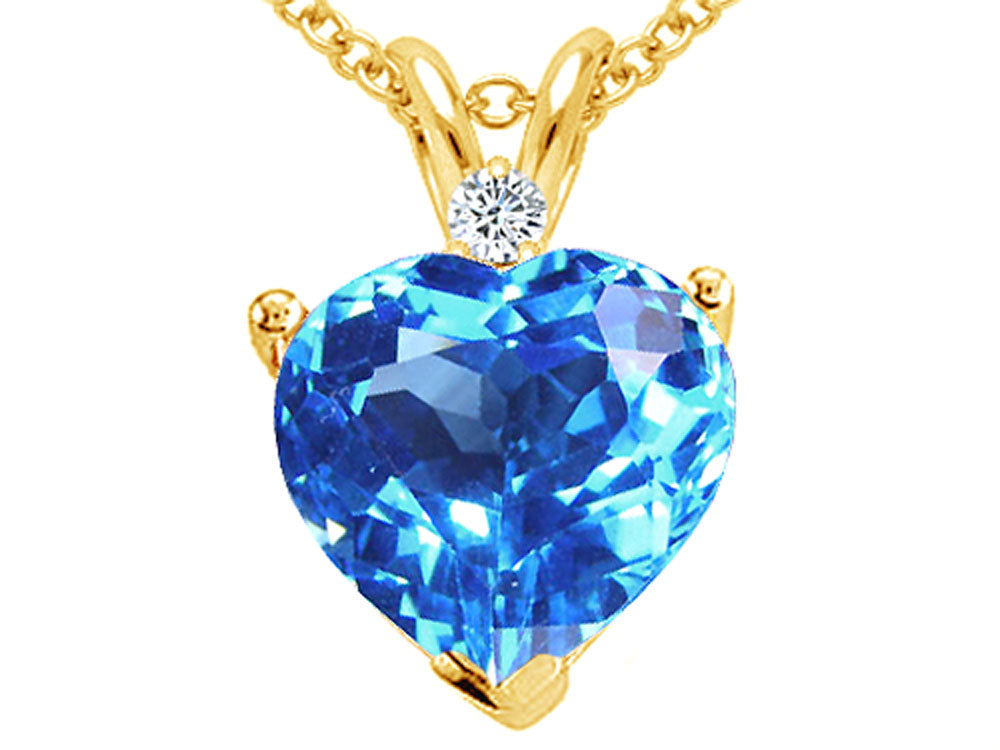 Tommaso Design™ Genuine Blue Topaz 8mm Heart Pendant Necklace