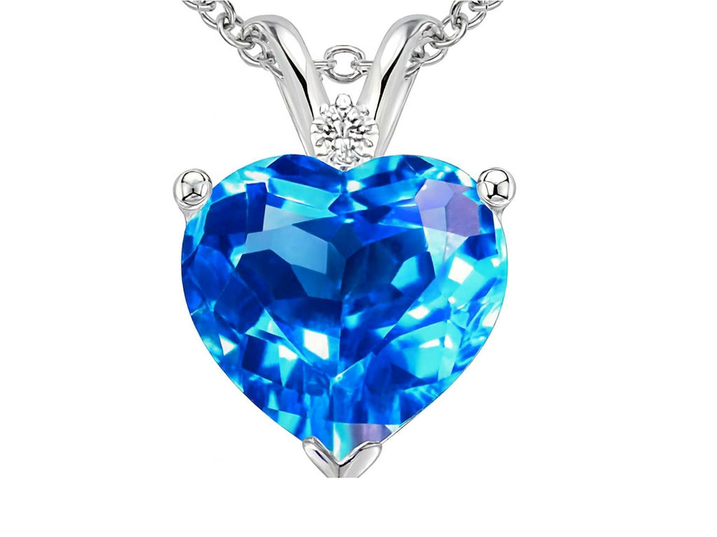 Tommaso Design™ Genuine Blue Topaz 8mm Heart Pendant Necklace