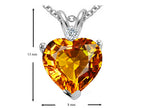 Tommaso Design™ 8mm Heart Shape Genuine Citrine and Diamond Heart Pendant Necklace
