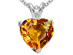 Tommaso Design™ 8mm Heart Shape Genuine Citrine and Diamond Heart Pendant Necklace