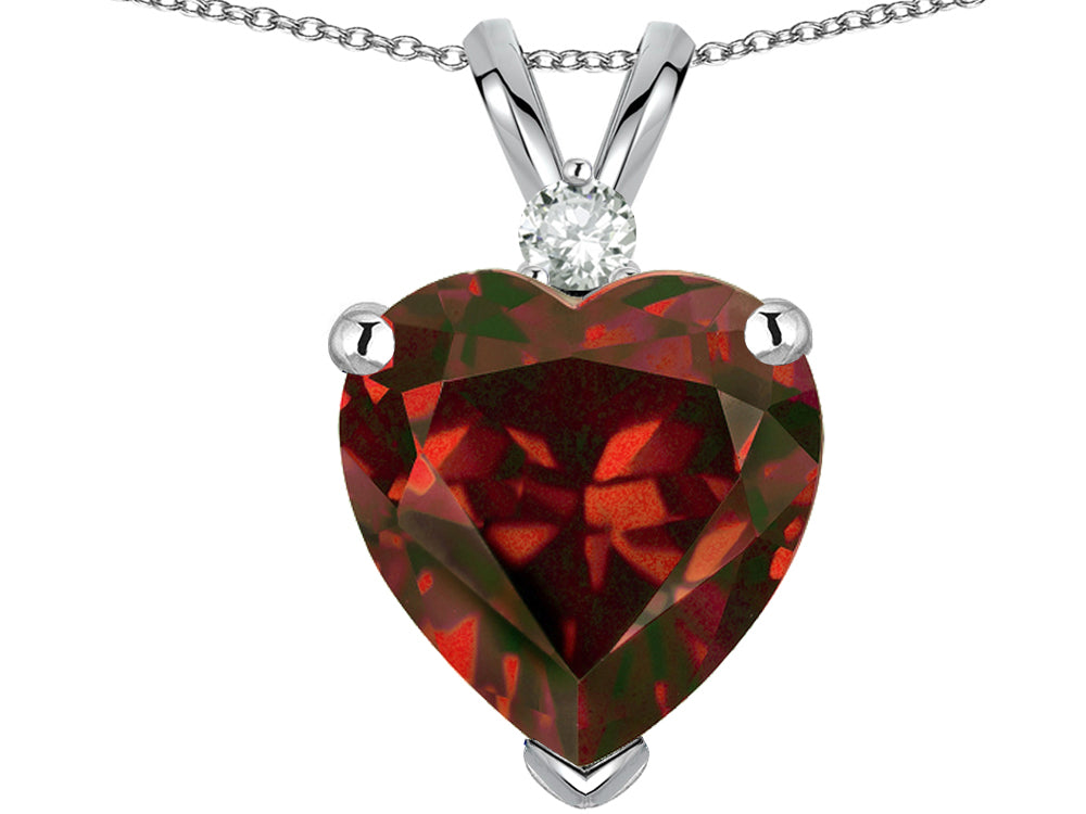 Star K™ 8mm Heart Shape Genuine Garnet Heart Pendant Necklace