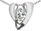 Tommaso Design™ Oval 9x7mm Genuine White Topaz Heart Shaped Pendant Necklace Enhancer