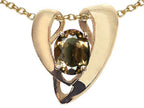 Tommaso Design™ Oval 9x7mm Genuine Smoky Quartz Heart Shaped Pendant Necklace Enhancer