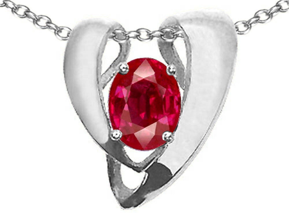 Tommaso Design™ Created Ruby Oval 9x7mm Heart Shape Pendant Necklace Enhancer