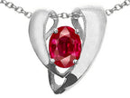 Tommaso Design™ Created Ruby Oval 9x7mm Heart Shape Pendant Necklace Enhancer