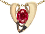 Tommaso Design™ Created Ruby Oval 9x7mm Heart Shape Pendant Necklace Enhancer