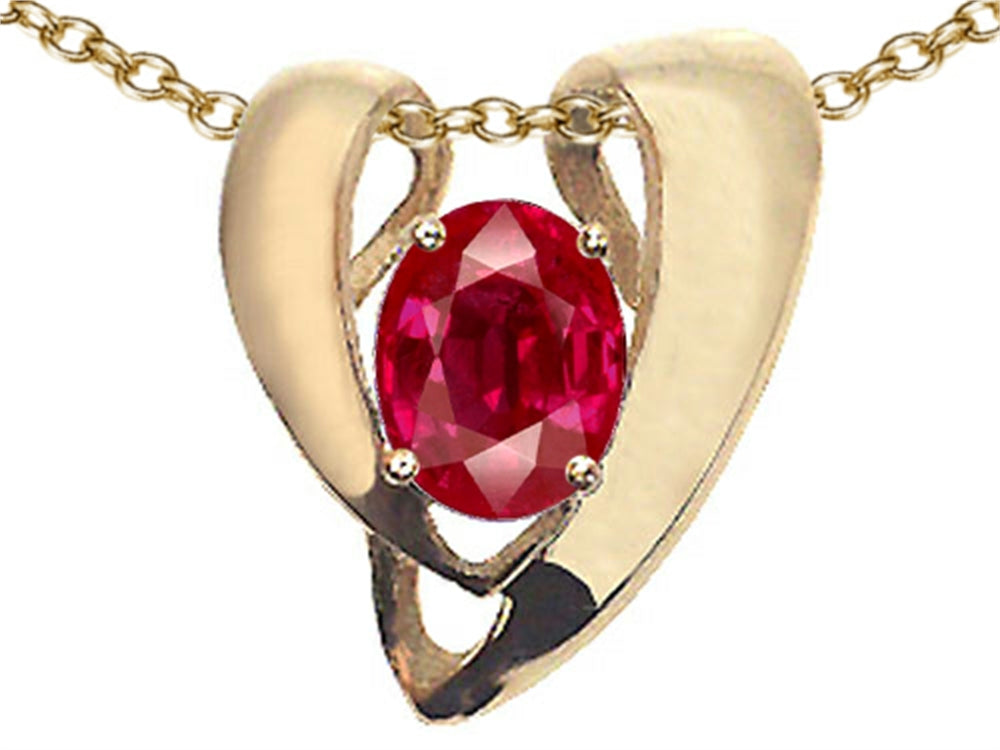 Tommaso Design™ Created Ruby Oval 9x7mm Heart Shape Pendant Necklace Enhancer