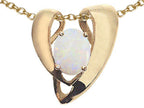 Tommaso Design™ Oval 9x7mm Genuine Opal Heart Shaped Pendant Necklace Enhancer