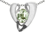 Tommaso Design™ Oval 9x7mm Green Amethyst Heart Shaped Pendant Necklace Enhancer