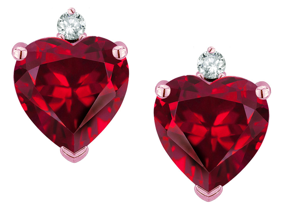 Star K™ Heart Shape 7mm Created Ruby Earrings Studs