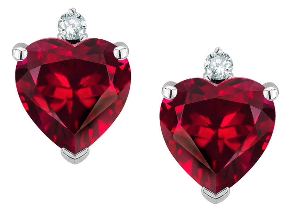 Star K™ Heart Shape 7mm Created Ruby Earrings Studs