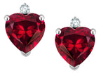 Star K™ Heart Shape 7mm Created Ruby Earrings Studs