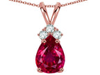 Star K™ Pear Shape 8x6mm Created Ruby Rabbit Ear Pendant Necklace