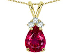 Star K™ Pear Shape 8x6mm Created Ruby Rabbit Ear Pendant Necklace