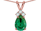 Star K™ Pear Shape 8x6mm Simulated Emerald Rabbit Ear Pendant Necklace