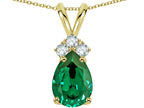 Star K™ Pear Shape 8x6mm Simulated Emerald Rabbit Ear Pendant Necklace