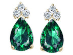 Tommaso Design™ Pear Shape 8x6mm Simulated Emerald And Earrings