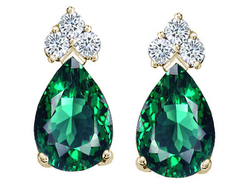 Tommaso Design™ Pear Shape 8x6mm Simulated Emerald And Earrings