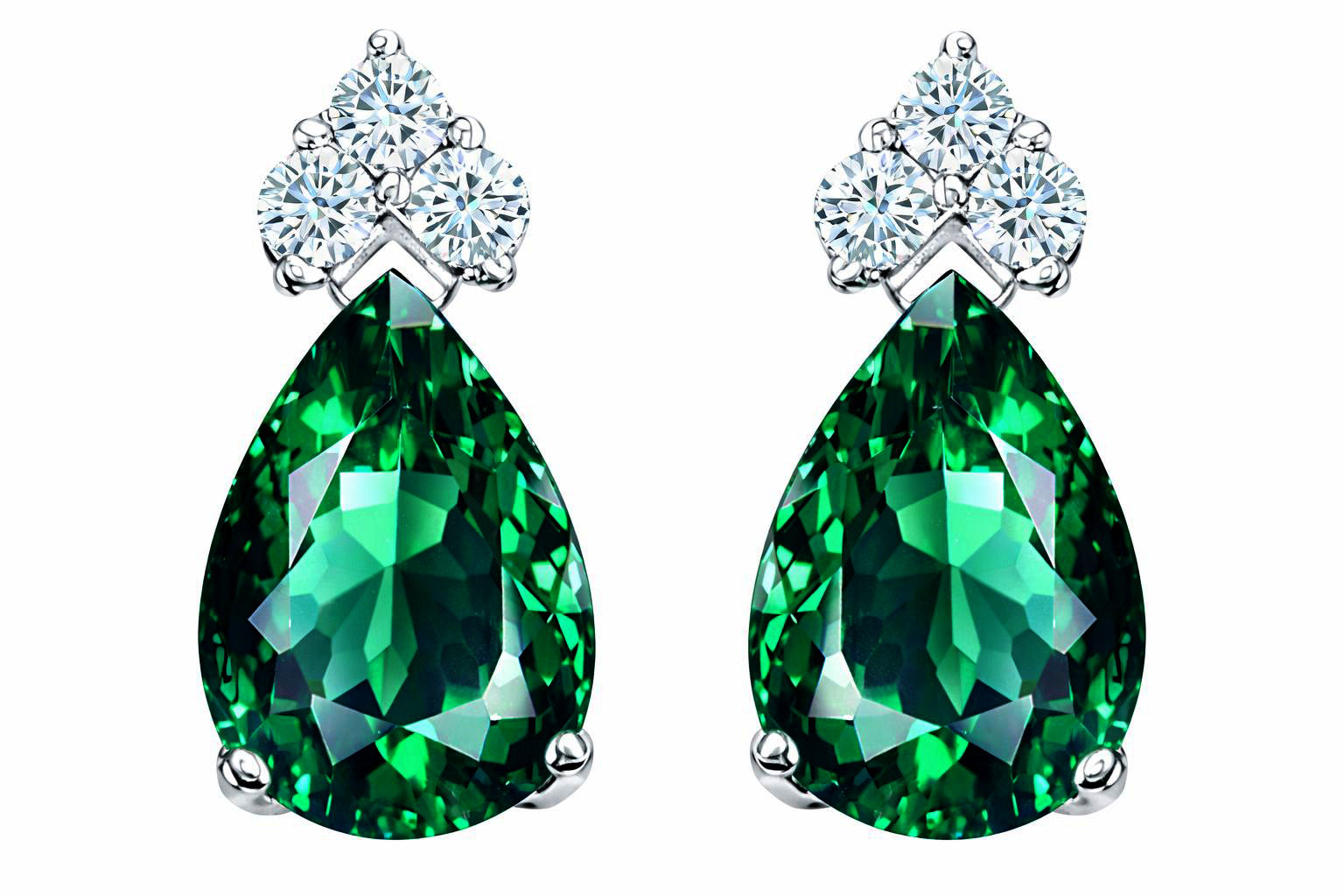 Tommaso Design™ Pear Shape 8x6mm Simulated Emerald And Earrings