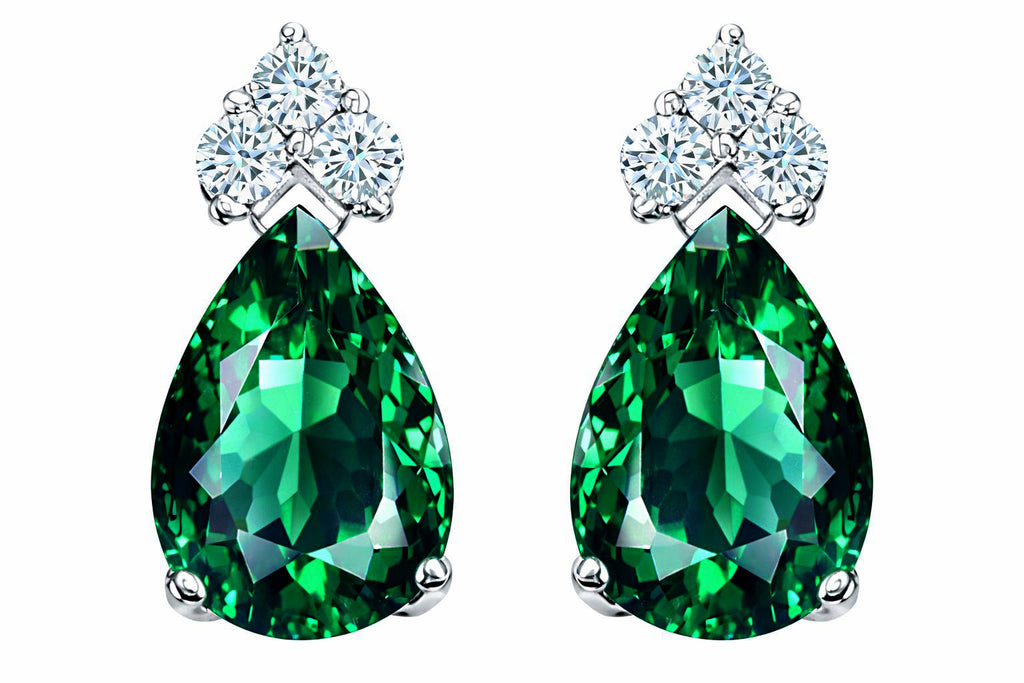Star K Pear Shape 8x6mm Simulated Emerald And Earrings