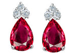 Tommaso Design™ Pear Shape 8x6mm Created Ruby Earrings