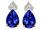Tommaso Design™ Pear Shape 8x6mm Created Blue Sapphire Earrings