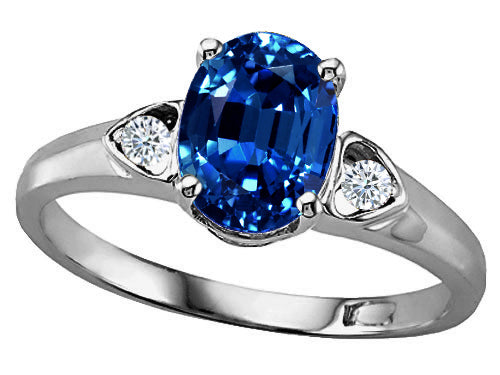 Tommaso Design Oval 8x6mm Created Blue Sapphire Ring