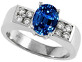 Tommaso Design Oval 8x6mm Created Blue Sapphire Ring