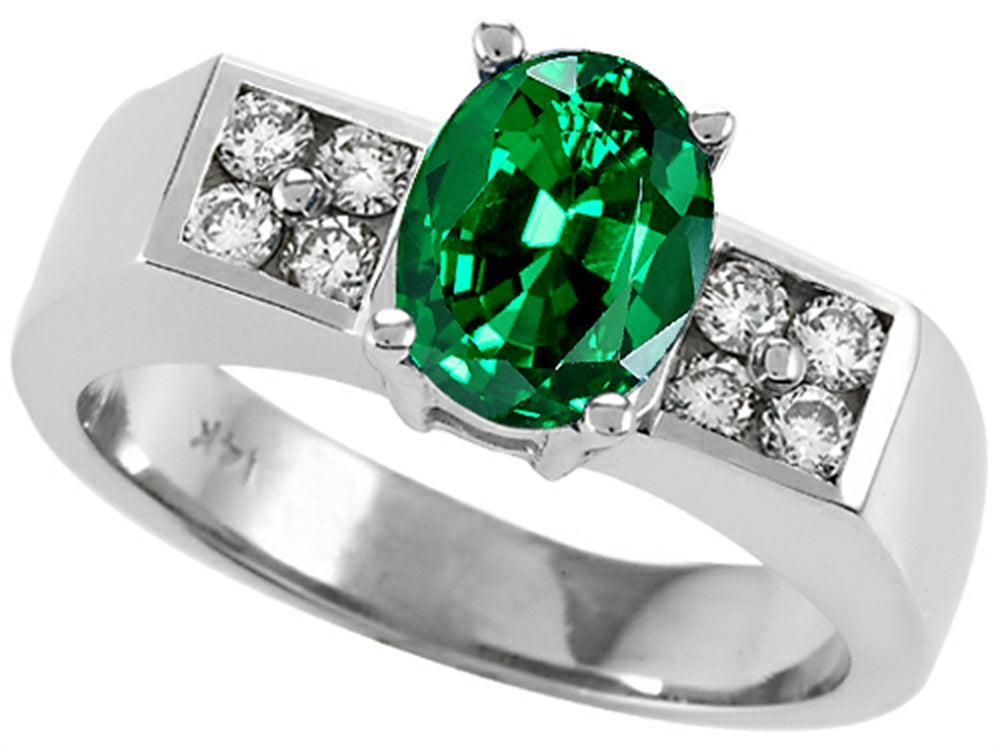 Tommaso Design Oval 8x6mm Simulated Emerald And Ring