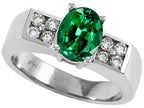 Tommaso Design Oval 8x6mm Simulated Emerald And Ring