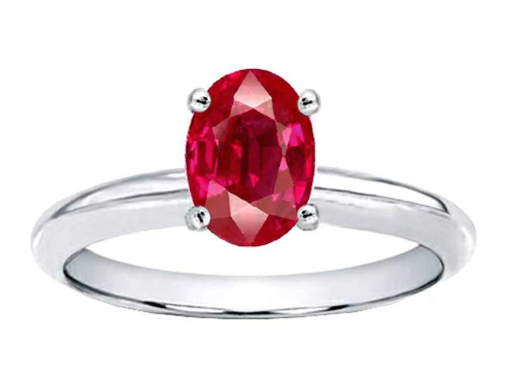 Tommaso Design Oval 8x6mm Created Ruby Solitaire Engagement Ring