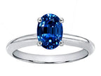 Tommaso Design Oval 8x6mm Created Blue Sapphire Solitaire Engagement Ring