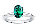 Tommaso Design Oval 8x6mm Simulated Emerald Solitaire Engagement Ring