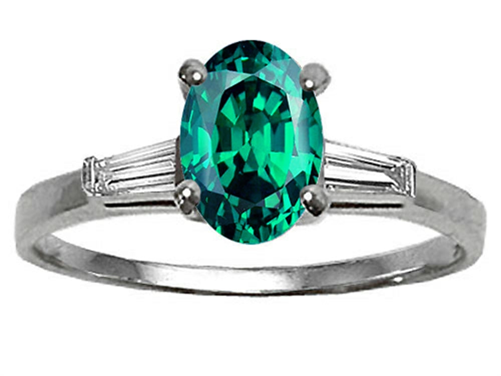 Tommaso Design Oval 8x6 mm Simulated Emerald And Engagement Ring