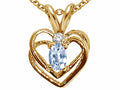 Tommaso Design™ Oval 5x3mm Genuine Aquamarine Heart Pendant Necklace