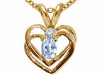 Tommaso Design™ Oval 5x3mm Genuine Aquamarine Heart Pendant Necklace
