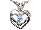 Tommaso Design™ Oval 5x3mm Genuine Aquamarine Heart Pendant Necklace