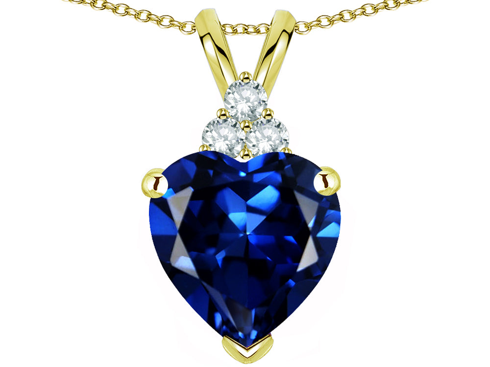 Tommaso Design™ Heart Shape 8mm Created Blue Sapphire Heart Pendant Necklace