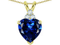 Tommaso Design™ Heart Shape 8mm Created Blue Sapphire Heart Pendant Necklace