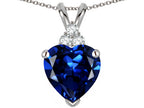 Tommaso Design™ Heart Shape 8mm Created Blue Sapphire Heart Pendant Necklace